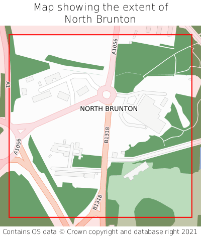 Map showing extent of North Brunton as bounding box
