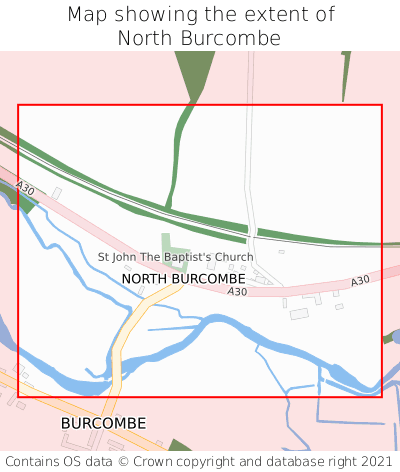 Map showing extent of North Burcombe as bounding box