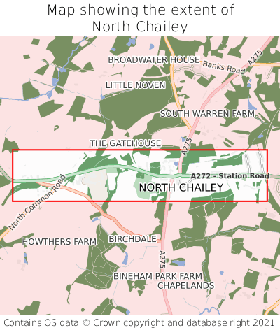 Map showing extent of North Chailey as bounding box