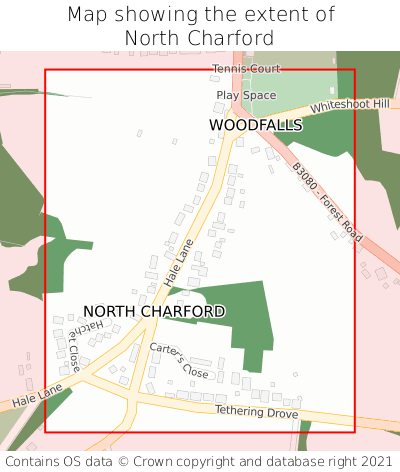 Map showing extent of North Charford as bounding box