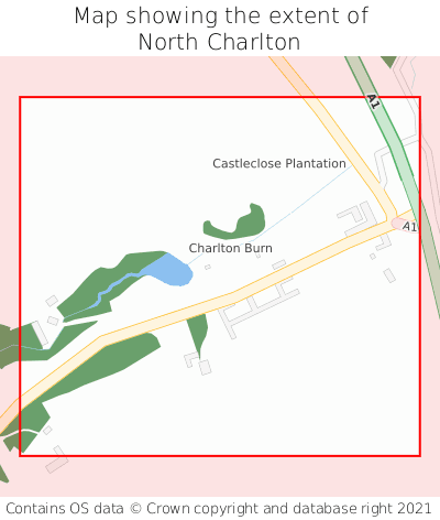Map showing extent of North Charlton as bounding box