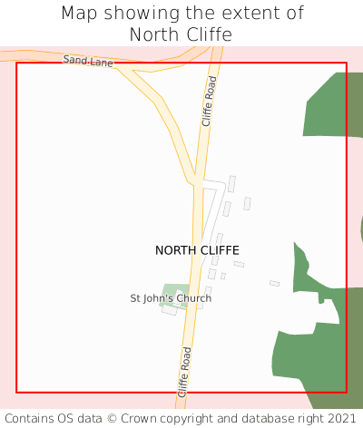 Map showing extent of North Cliffe as bounding box