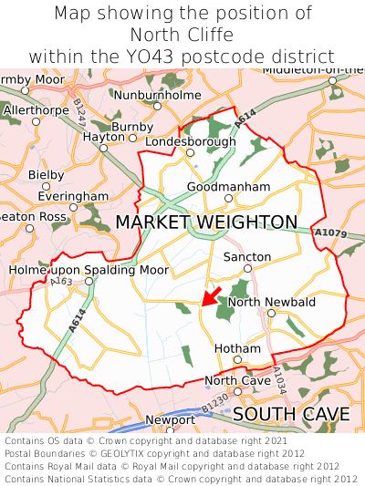 Map showing location of North Cliffe within YO43