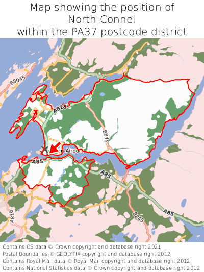 Map showing location of North Connel within PA37