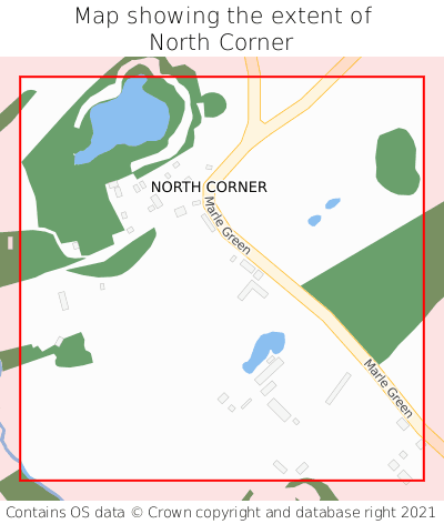Map showing extent of North Corner as bounding box