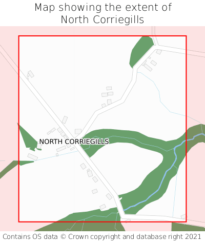 Map showing extent of North Corriegills as bounding box