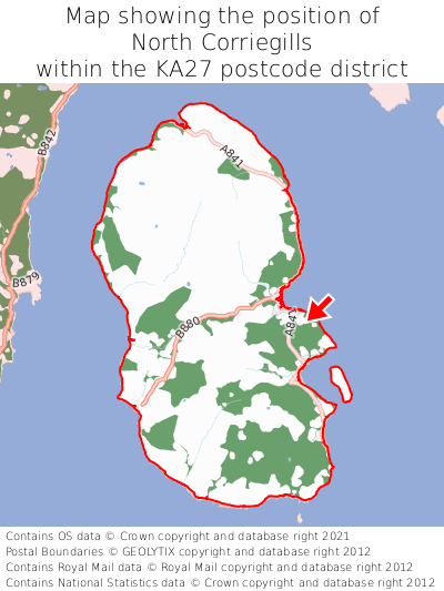 Map showing location of North Corriegills within KA27