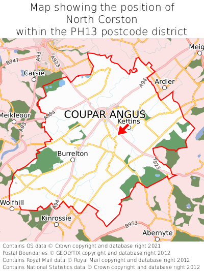 Map showing location of North Corston within PH13