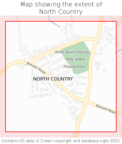 Map showing extent of North Country as bounding box