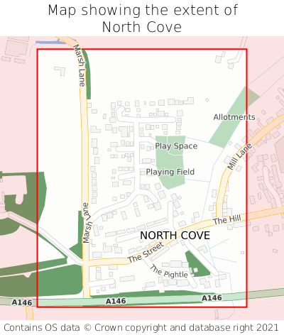 Map showing extent of North Cove as bounding box