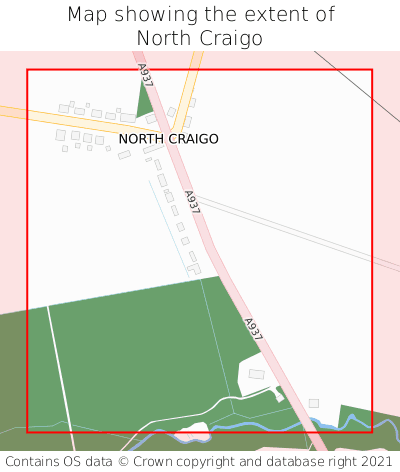 Map showing extent of North Craigo as bounding box