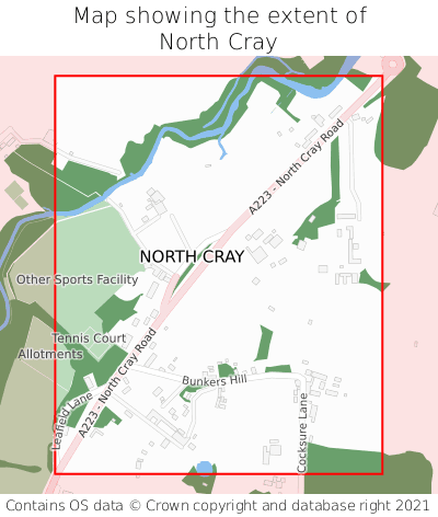 Map showing extent of North Cray as bounding box