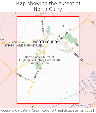 Map showing extent of North Curry as bounding box