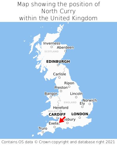 Map showing location of North Curry within the UK