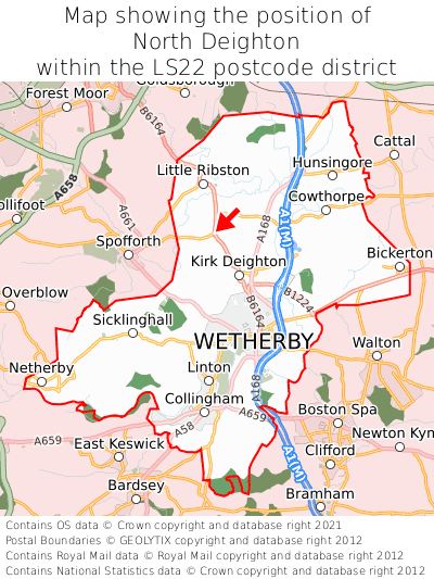 Map showing location of North Deighton within LS22