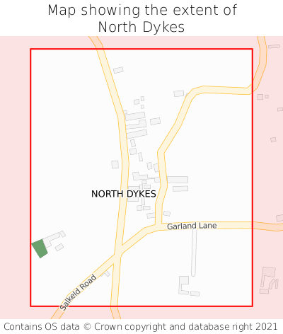Map showing extent of North Dykes as bounding box