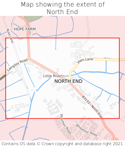 Map showing extent of North End as bounding box
