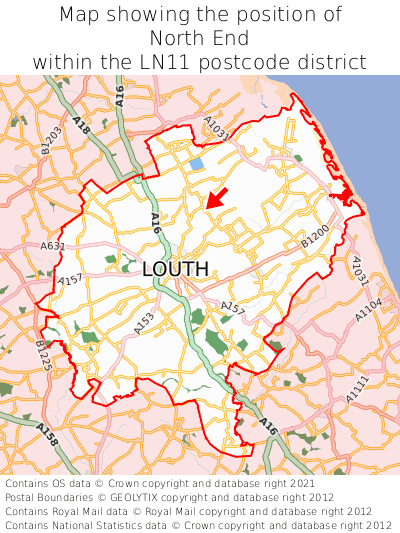 Map showing location of North End within LN11