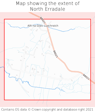 Map showing extent of North Erradale as bounding box