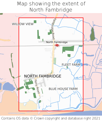Map showing extent of North Fambridge as bounding box