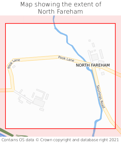 Map showing extent of North Fareham as bounding box