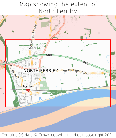 Map showing extent of North Ferriby as bounding box