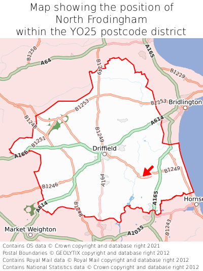 Map showing location of North Frodingham within YO25