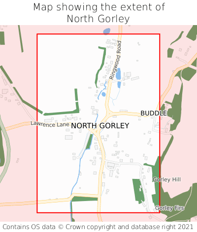 Map showing extent of North Gorley as bounding box