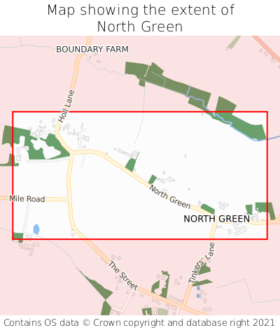 Map showing extent of North Green as bounding box