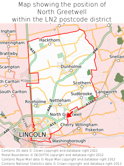 Map showing location of North Greetwell within LN2