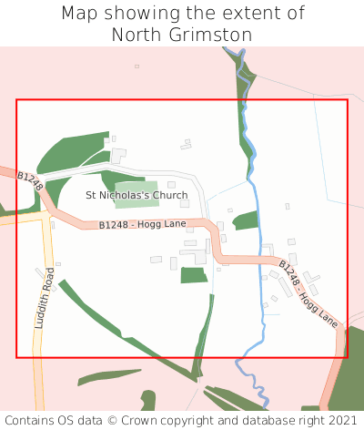 Map showing extent of North Grimston as bounding box