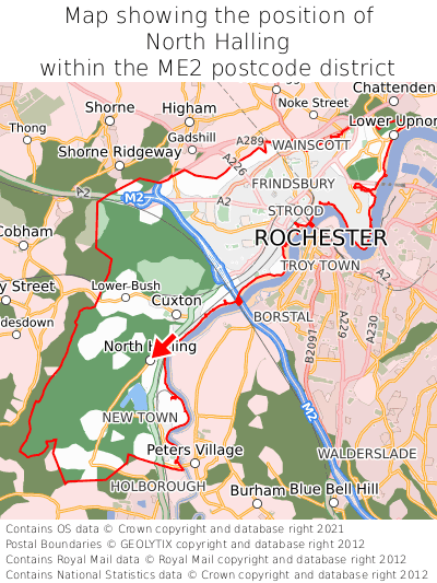 Map showing location of North Halling within ME2