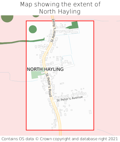 Map showing extent of North Hayling as bounding box