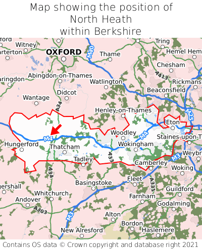 Map showing location of North Heath within Berkshire