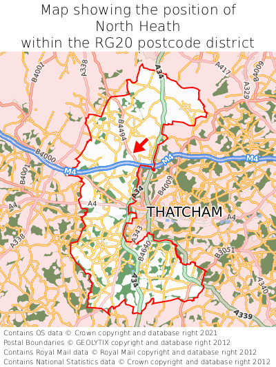 Map showing location of North Heath within RG20