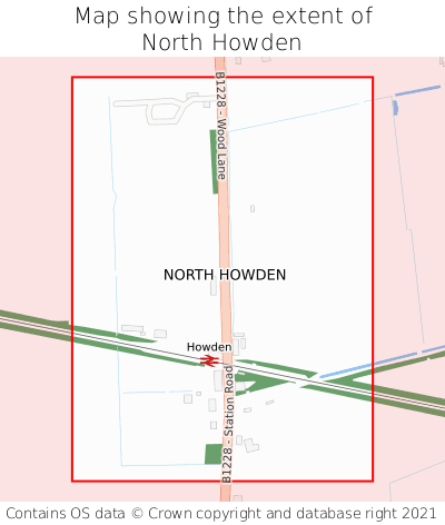 Map showing extent of North Howden as bounding box