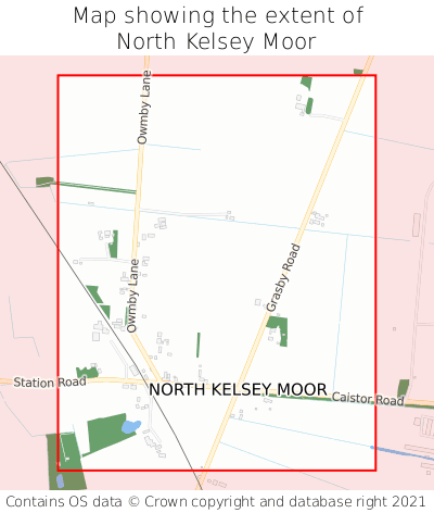 Map showing extent of North Kelsey Moor as bounding box