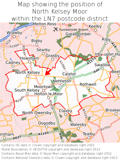 Map showing location of North Kelsey Moor within LN7