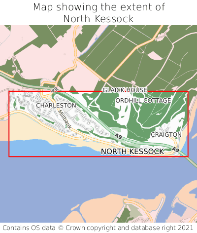 Map showing extent of North Kessock as bounding box