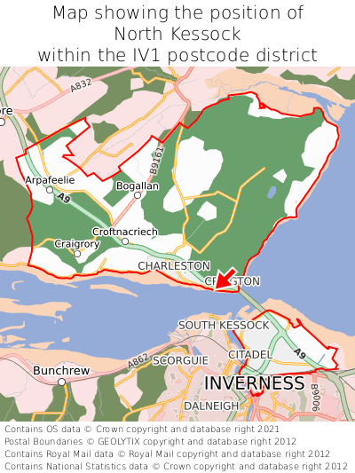 Map showing location of North Kessock within IV1