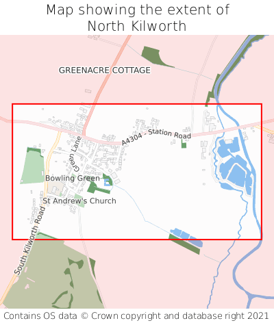 Map showing extent of North Kilworth as bounding box