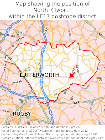Map showing location of North Kilworth within LE17