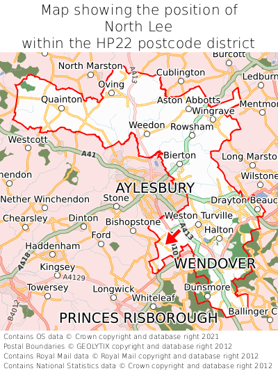 Map showing location of North Lee within HP22