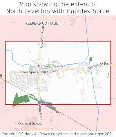 Map showing extent of North Leverton with Habblesthorpe as bounding box