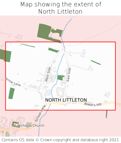 Map showing extent of North Littleton as bounding box