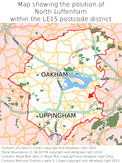 Map showing location of North Luffenham within LE15