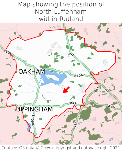 Map showing location of North Luffenham within Rutland