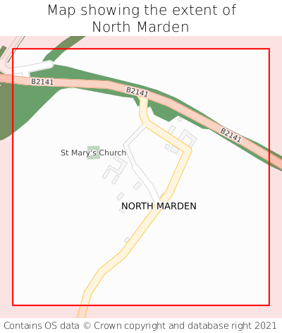 Map showing extent of North Marden as bounding box