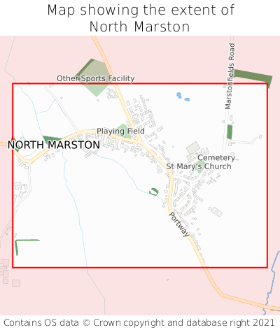 Map showing extent of North Marston as bounding box