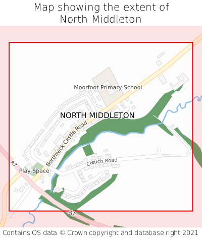Map showing extent of North Middleton as bounding box